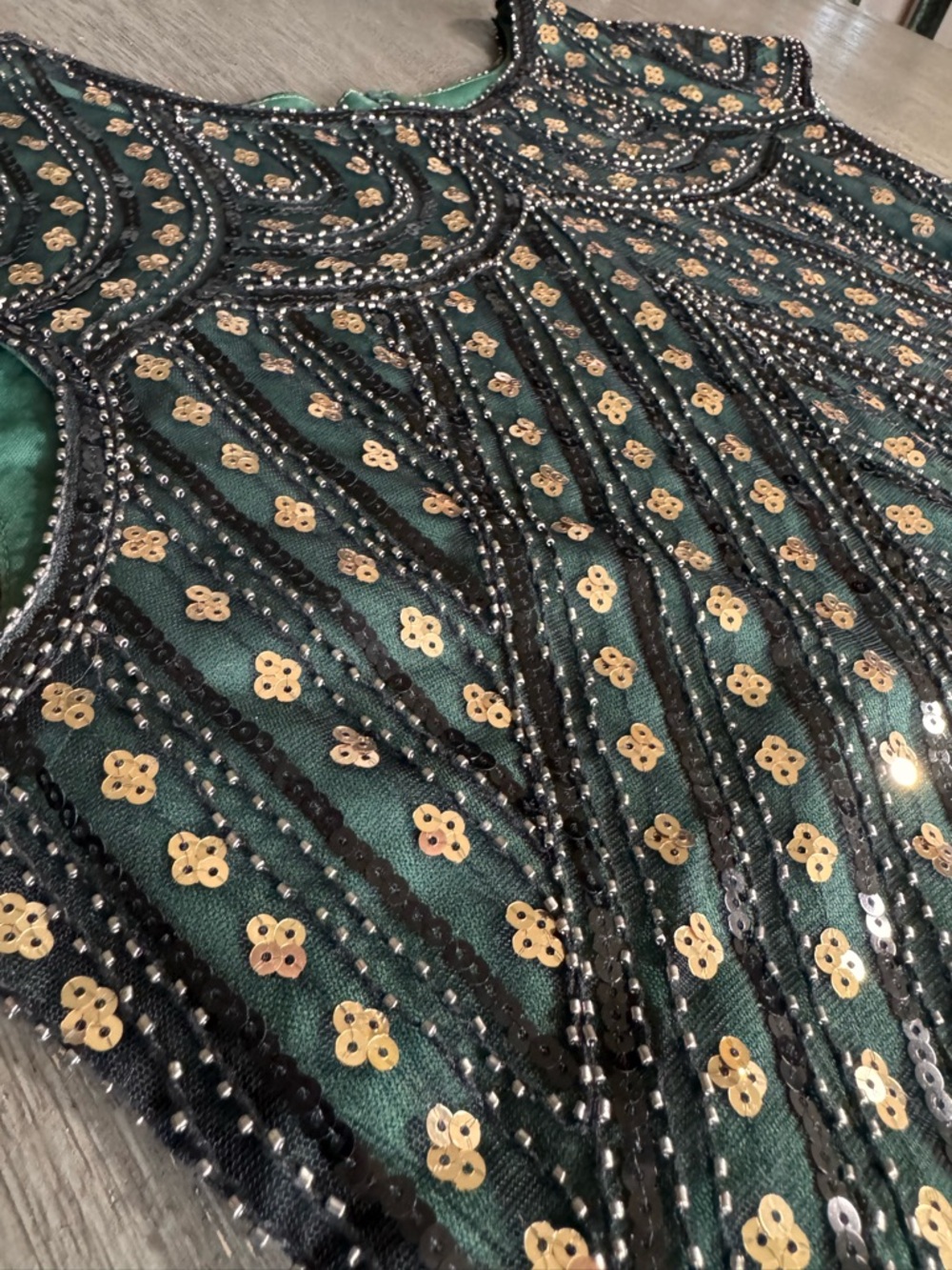 Fully Beaded 1920s Gatsby Vintage Style Flapper Dress MIDI Fitted XXL - Picture 6 of 12